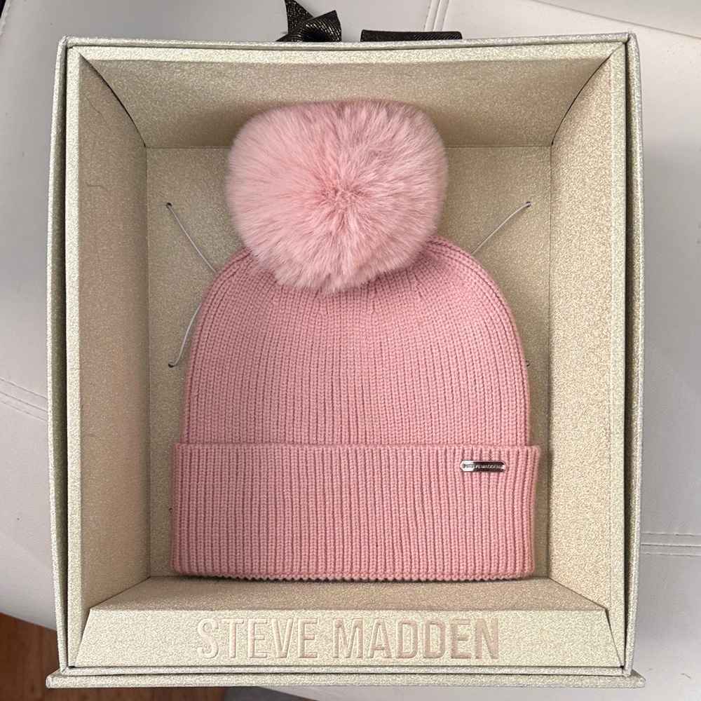 Steve Madden Blush Pink Pom-Pom Hat